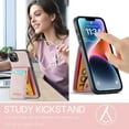 thumbnail image 4 of Allytechgroup Retro Wallet Case for Apple iPhone 13, RFID Blocking Cards Holder Kickstand Bumper Shockproof Anti-Scratch Premium PU Leather TPU Back Cover for Women Men, Pink, 4 of 8