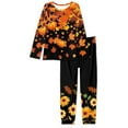 thumbnail image 4 of FKELYI Size 4XL Women Pajamas Durable Fall Pumpkin Women Sleepwear Pajama Set Stretchy Thanksgiving Maple Leaf Woman Pajamas Set of 2, 4 of 5