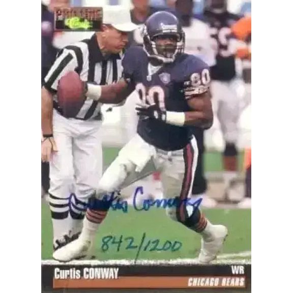 Collectible Curtis Conway Signed Chicago Bears 1995 Pro Line Football Card, Certified Autograph Numbered 842/1200