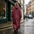 thumbnail image 5 of Womens Plus Size Waterproof Long Raincoat Lightweight Full Zipper Hooded Windbreaker Poncho With Pockets Red 3XL, 5 of 6