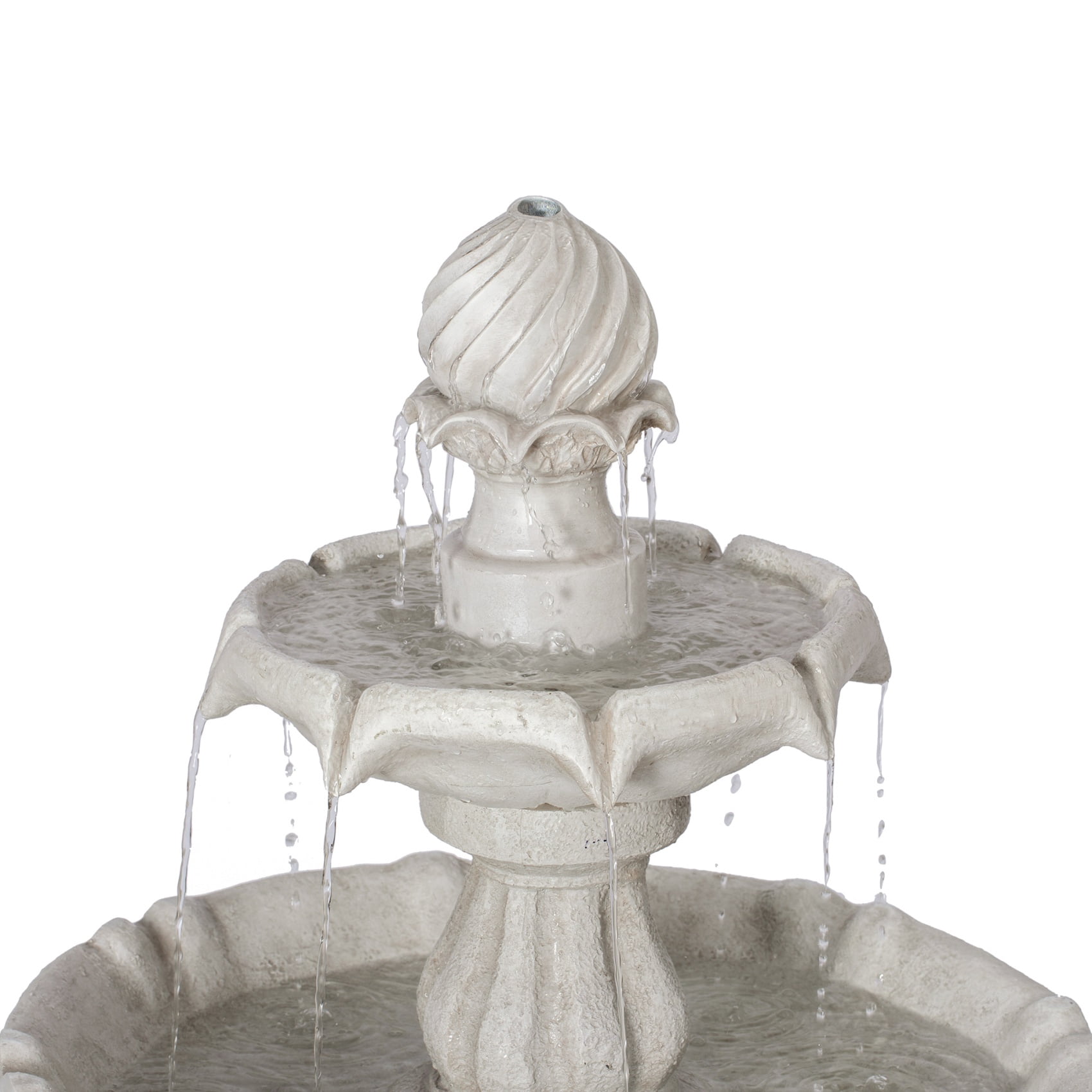 37.4"H 2-Tier Electric Outdoor Fountain with Pineapple Top,Classic Pedestal Cascading Water Feature for Outdoor Patio & Garden Water Feature,White