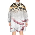 thumbnail image 2 of Leopard Print and Baseballs Pattern Wearable Oversized Blanket,Wearable Blanket Hoodie for Adults,Cozy Hooded Blankets with Super Pockets,Super Warm Fuzzy Pullover for Women & Men, 2 of 6
