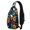 Halloween Colorful Spooky-1, variant on Sling Backpack,Halloween Cute Ghosts and Skeletons Crossbody Bag with Water Bottle Holder,Waterproof Sling Bag for Men/Women with Chest Phone Holder for Hiking,Travel
