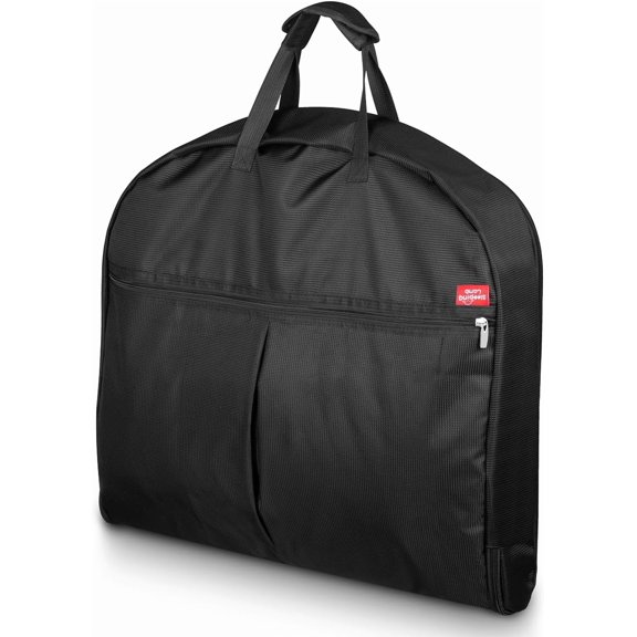 Heavy Duty Garment Bag for Travel, 43''Waterproof Suit Bag for Men Travel and Foldable Carry On Garment Bag for Hanging Clothes with Large Pocket in Business Trip, Black