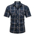thumbnail image 1 of XDZJLR Men Shirt Classic Short Sleeve Plaid Stylish And Versatile for Everyday Wear Tops, 1 of 2