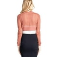 thumbnail image 4 of Fashion Secrets Juniors Long Sleeve Jacquard Texture Shrug Bolero, Cropped Sweater Short Cardigan (Medium, Old Rose), 4 of 4