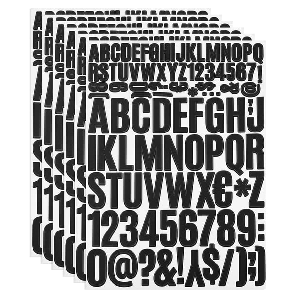 Kit de calcomanías de letras y números de vinilo Uxcell, calcomanías autoadhesivas para buzones, señal negra 612 piezas 6 hojas