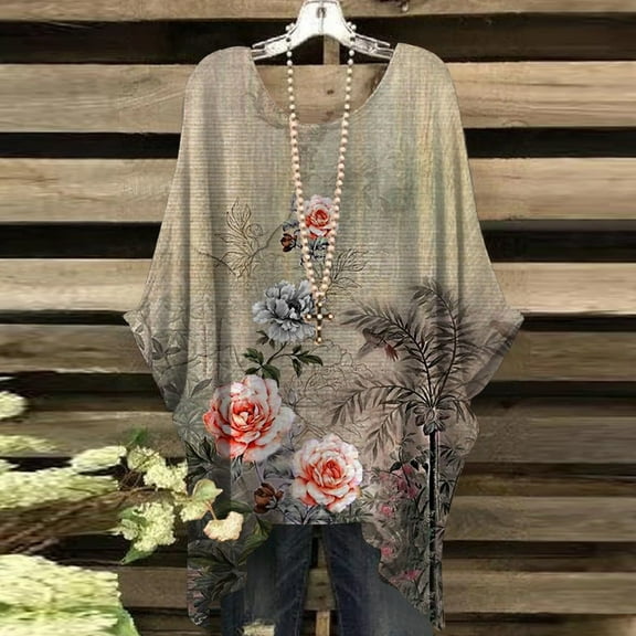 Cathalem Turtle Neck Top for Women Pack Casual Blouse For Women Blouse Tops Three Quarter Sleeve Women Long Sleeve Cotton T Shirt Shirt Beige Large