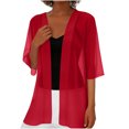 thumbnail image 3 of Noric Women's Open Front Mid Length Sheer Cover Up 3/4 Sleeve Lightweight Layering Loose Casual Summer Beach Daily Vacation Outerwear, 3 of 8