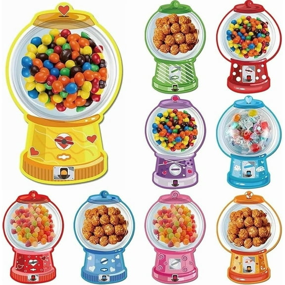 Valentine's Candy Cards Gifts Set with Plastic Domes DIY Craft Treat Holder – Bulk Candy Exchange Gift Box, Fun Bubble Gum Machine Design for Couples, Families & Parties (18PCS)