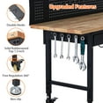 60" Adjustable Workbench with Drawer Storage, Rubber Wood Top Work