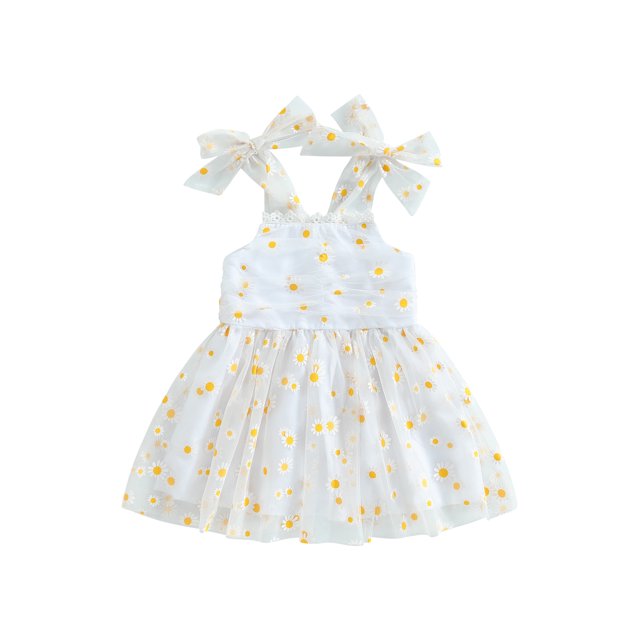 xiaxaixu Robes à Bretelles pour Filles, Sans Manches Épaules Dénudées Tulle Floral Décontracté Fête Rue Robe Princesse