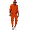 thumbnail image 2 of BADHUB Mens 2 Piece HoodedTracksuit Casual Athletic Sweatsuits Solid Color Drawstring Jogging Suit Set Long Sleeve Pullover and Jogger Pant Deals of the Day Clearance Orange,M, 2 of 6