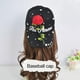 thumbnail image 3 of Negro chino RoseRose flor bordada papá sombrero mujeres hombres lindo ajustable algodón Floral gorra de béisbol, 3 of 5