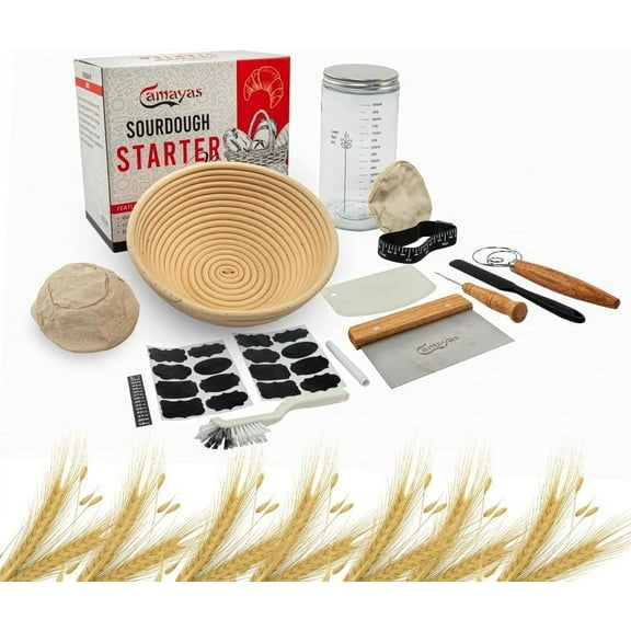 Camayas Sourdough Starter Kit - 13 Piece Bread Baking Supplies, 3 lbs