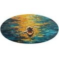 thumbnail image 4 of Colorful Kayaks Glide Across The Lake Floral Medallion Round Rug - Small Round Area Rug, Soft Non-Slip Machine Washable Bedroom Mat Indoor Accent Entry Carpet for Office Desk Dorm Hallway, 4 of 6