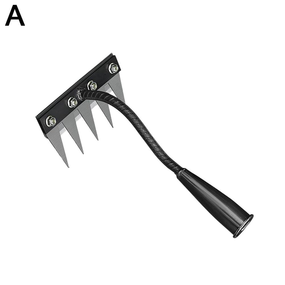 Carbon Steel Garden Weeding Rake, Detachable Manual Weed Puller Tool with Ergonomic Handle for Yard Lawn and Garden, Heavy Duty Dethatching Claw Remover
