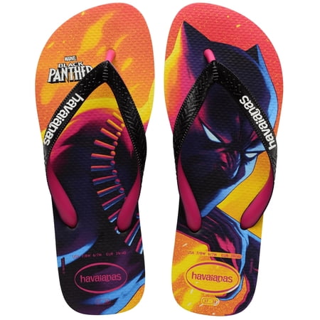 Havaianas Boys Kids Top Marvel Black Panther Flip Flop Sandals, Black, Size 10 Childrens