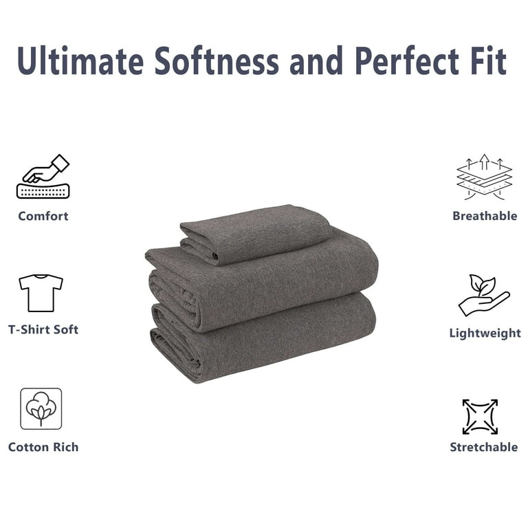 Mainstays Extra Soft Jersey Bed Sheet Set, Twin XL, Charcoal, 3
