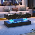thumbnail image 2 of ChVans 39.37" Black LED Coffee Table with 2 Storage Drawers, Modern High Gloss Coffee Table w/20 Colors LED Lights/APP Control, 2 Tiers Rectangle Large Living Room Furniture w/Marbling Print, 2 of 6