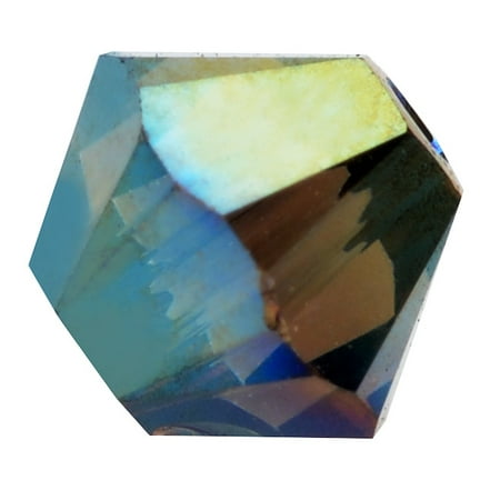 Iridescent Crystal - Swarovski Crystal, #5328 Bicone Beads 4mm, 24 Pieces, Crystal Iridescent Green 2X