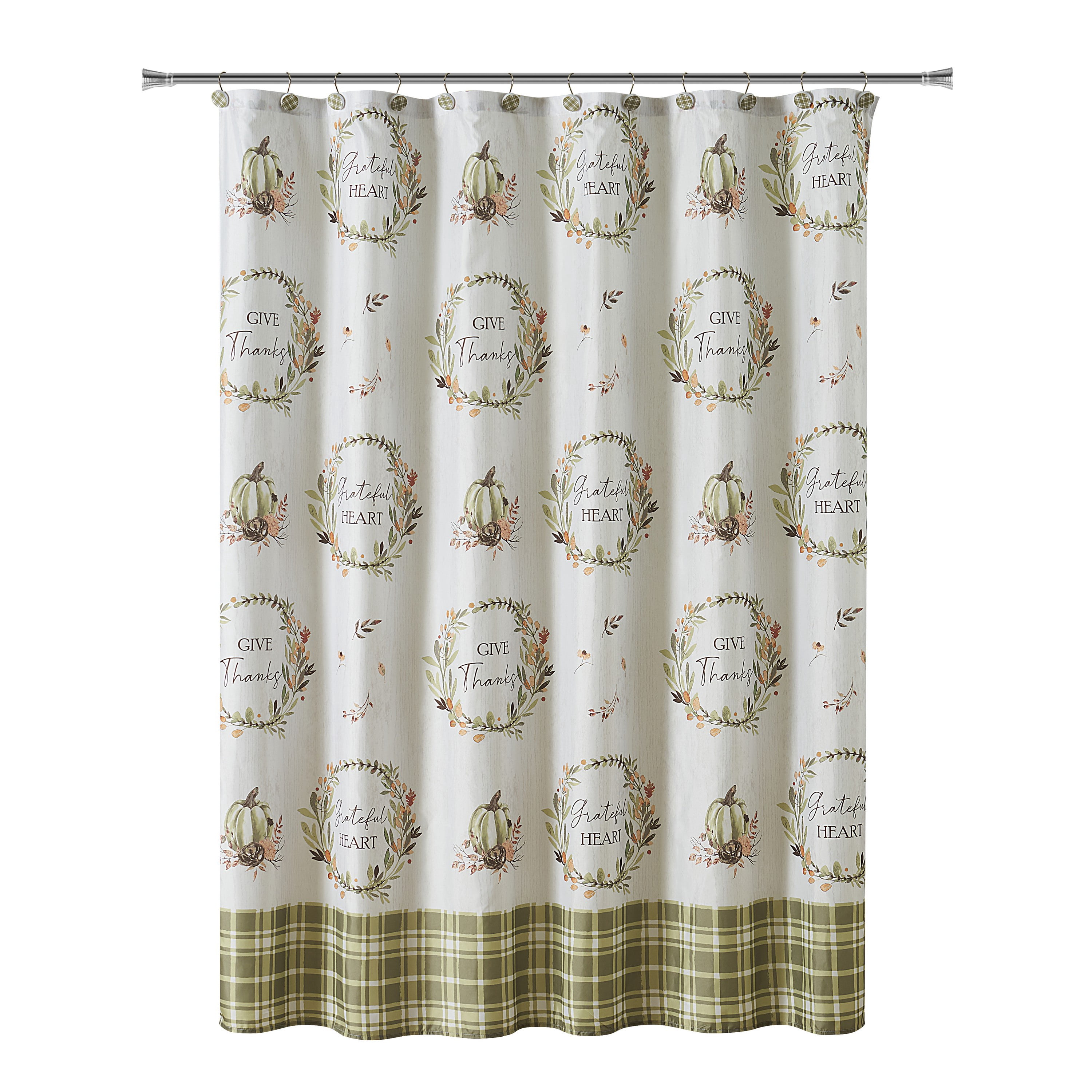 VCNY Home Fall Words 16-Piece Multicolor Plaid Polyester Shower Curtain Bath Set