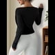 thumbnail image 5 of Tops con Hombros Descubiertos para Mujer, Camisas de Discoteca de Larga, Ajustadas y de Moda para y Otoño Negro L, 5 of 8