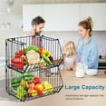 thumbnail image 3 of Auledio Stacking Wire Market Baskets - Set of 2 - Fruit Vegetable Produce Metal Storage Bin for Kitchen Counter - Pantry Cabinet - Bathroom Shelves - Metallic Black, 3 of 7