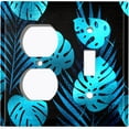 thumbnail image 4 of Metal Light Switch Plate Cover Tropical Jungle Palm Leaves Blue Black JGL011, 4 of 13