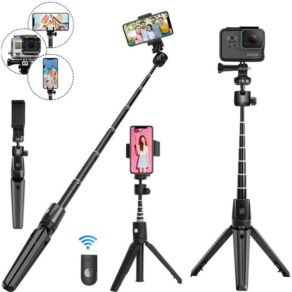 Bluetooth Selfie Stick Tripod Extendable Monopod with Remote for 11 8 Plus/X/ 7/ 7 Plus,Galaxy Note 8/S8 /S8 Plus,Gopro 7/6/5/4