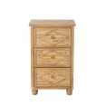 thumbnail image 6 of COZAYH Farmhouse 3-Drawer Nightstand, Woven Cattail Grass Slats Front End Table, Boho Bedside Table for Bedroom, Living Room, Natural Wood Color, 6 of 7