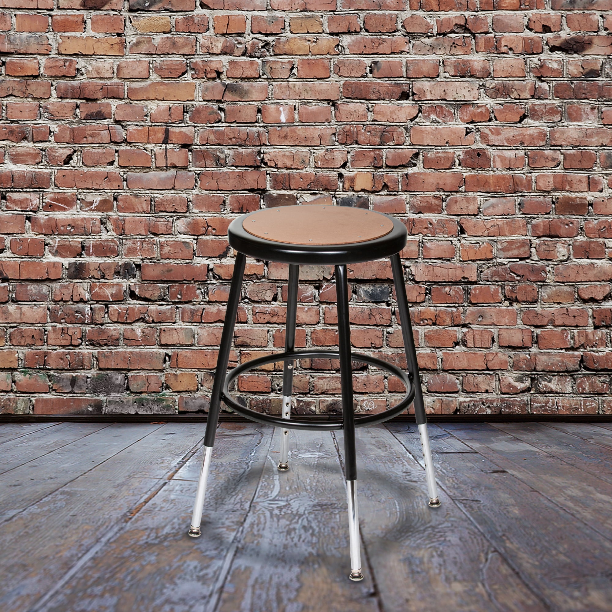 Hampden Furnishings Flynn Collection 19"-27" Adjustable  Masonite/Steel Stool, Black, 2 Pack