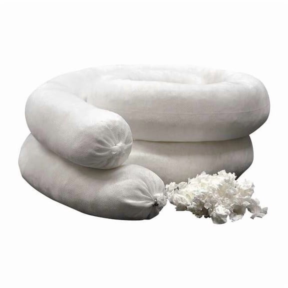 Spilfyter Sorbent Sock, 42 gal, 3 in x 10 ft, Universal, White, 6 PK 150310