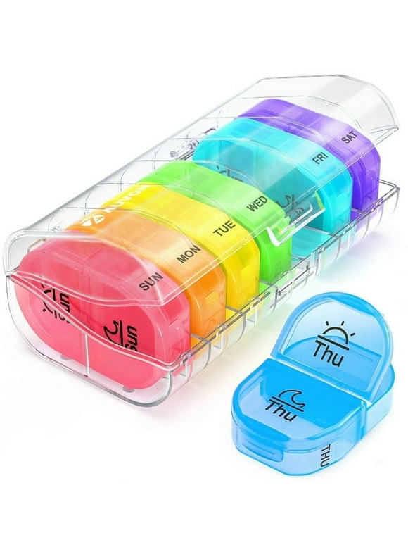 Large 7 Day Pill Organizer - 2 Times a Day Pill Box Case - XL Am Pm Pill Container Holder - Daily Medicine Organizer - Weekly Medication Vitamin Organizers