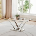 thumbnail image 6 of 63" rectangele Glass Dining Table with Silver Leg, 6 of 6