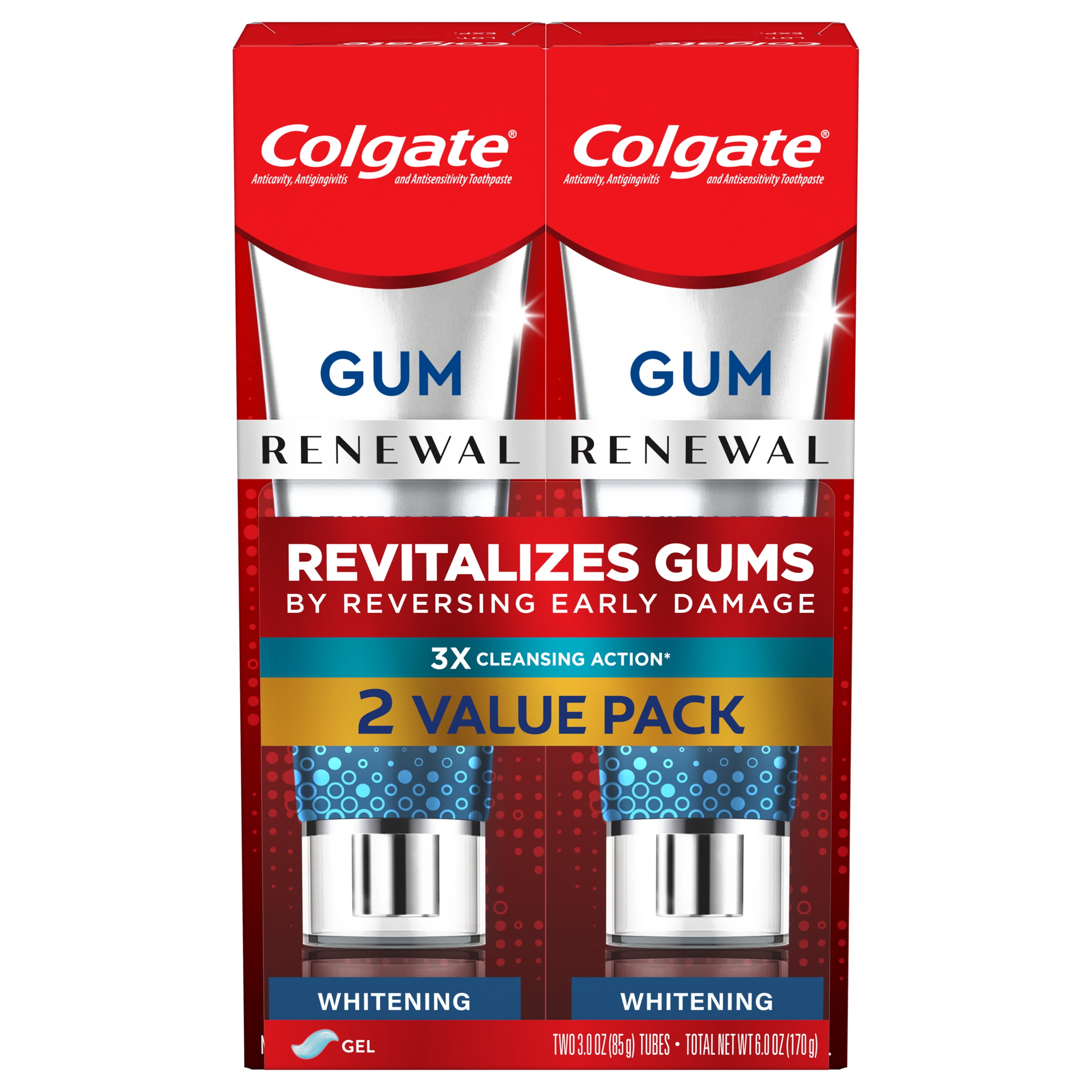 Colgate Renewal Gum Protection Whitening Toothpaste Gel, Mint, 2 Pack