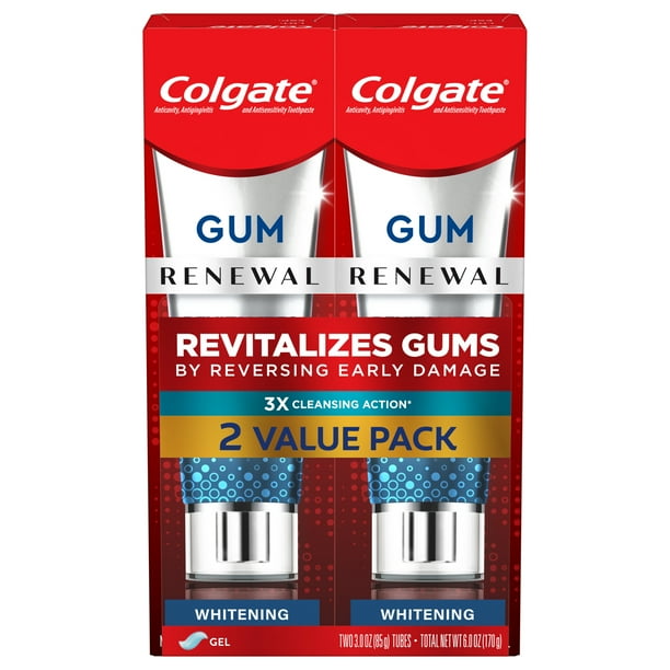 Colgate Renewal Gum Protection Whitening Toothpaste Gel, Mint, 2 Pack