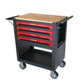 thumbnail image 5 of POVANLI 4 Drawers Multifunctional Tool Cart with wheels and Wooden Top, Metal,Suitable for Garages,Warehouses,Workshops,Repair Shops(Black+Red), 5 of 9