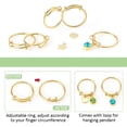 thumbnail image 4 of DIY Charm Adjustable Ring Making Kit Including 304 Stainless Steel Expandable Ring Alloy Rhinestone & 304 Stainless Steel Charms Flat Round & Star Golden 86pcs/box, 4 of 6