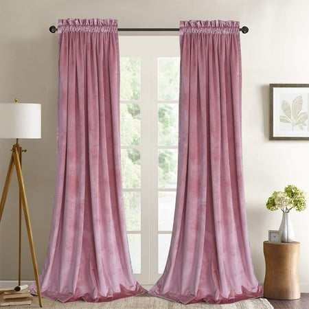Roslynwood Panneaux de Rideaux en Velours Blush Super Doux pour Chambre à Coucher Isolés Thermiquement avec Poche pour Tringle pour Salon (2 Panneaux, 52 par 108 Pouces)