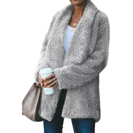 Women's Gray/Black Pocketed Sherpa Jacket | Walmart Canada