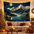 thumbnail image 3 of Mountain Moon Lake Nocturnal Landscape Serene Illustration for Nature Lovers Celestial Wall Art Housewarming Gift Tapestry Wall Hanging for Bedroom, Living Room and Study Room, 3 of 7