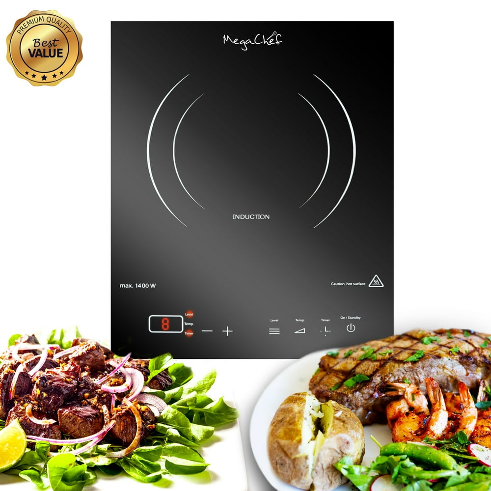 MegaChef Portable 1400W Single Induction Cooktop With Control Panel