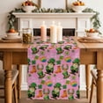 thumbnail image 2 of Table Runner - 108 Inch Long, Saint Patrick's Day Kitchen Dining Table Runner Dresser Scarves, Pink Gnomes Hat Boot Clovers Love Farmhouse Decor for Coffee Tables Wedding Party Banquet, 2 of 8