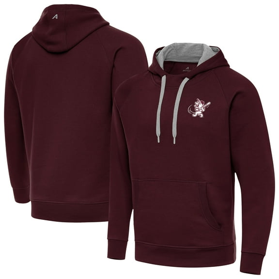 Men's Antigua Maroon Mississippi State Bulldogs Victory Swinging Bully Pullover Hoodie
