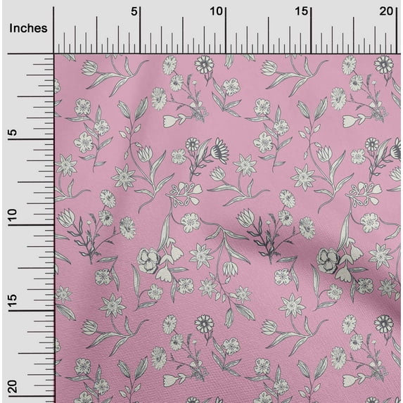 oneOone Cotton Jersey Light Pink Fabric Leaves & Floral Artistic Sewing Material Print Fabric By The Yard 58 Inch Wide