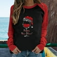 thumbnail image 2 of LYXSSBYX Christmas Tops for Women Long Sleeve Plus Size Women's Spring Patchwork Christmas Printed Long Sleeves Round Neck Casual Tee Tops, 2 of 5