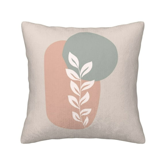 Square Throw Pillow Covers with Core, Wallpaper Leaf Boho Print Pillows for Sofa Beds, 20 x 20 inches Pink