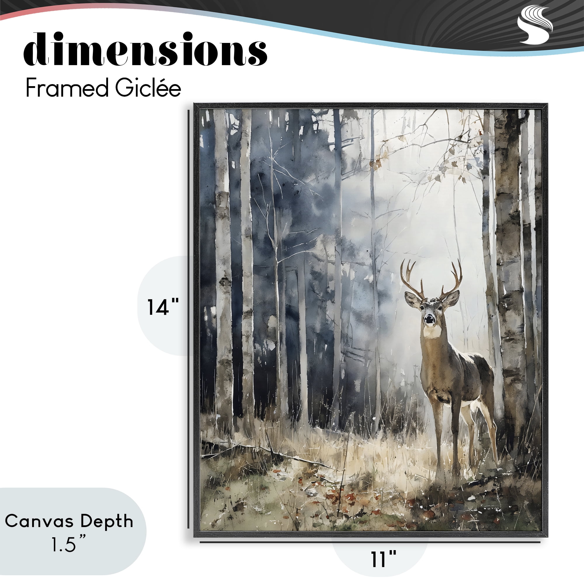Stupell Industries Deer In The Woods Black Framed Giclee Art, design by Franklyn Gregory