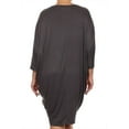 thumbnail image 4 of Women's Plus Size Casual Solid Loose Fit 3/4 Sleeve Dolman Sleeve Midi Dress, 4 of 5